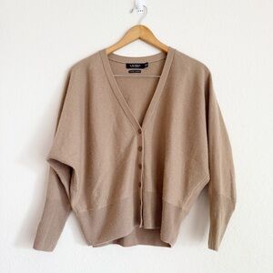 Lauren Ralph Lauren Brown Cashmere Button Up Cardigan Sweater Size XS